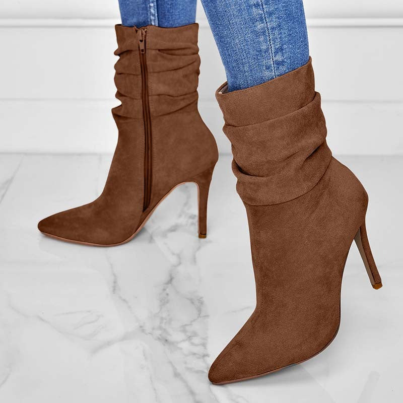 Pointed Toe Stiletto Ankle Heel Boots For Women