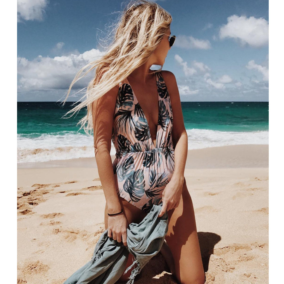 One-piece Swimsuit - Deep V Sexy Bikini