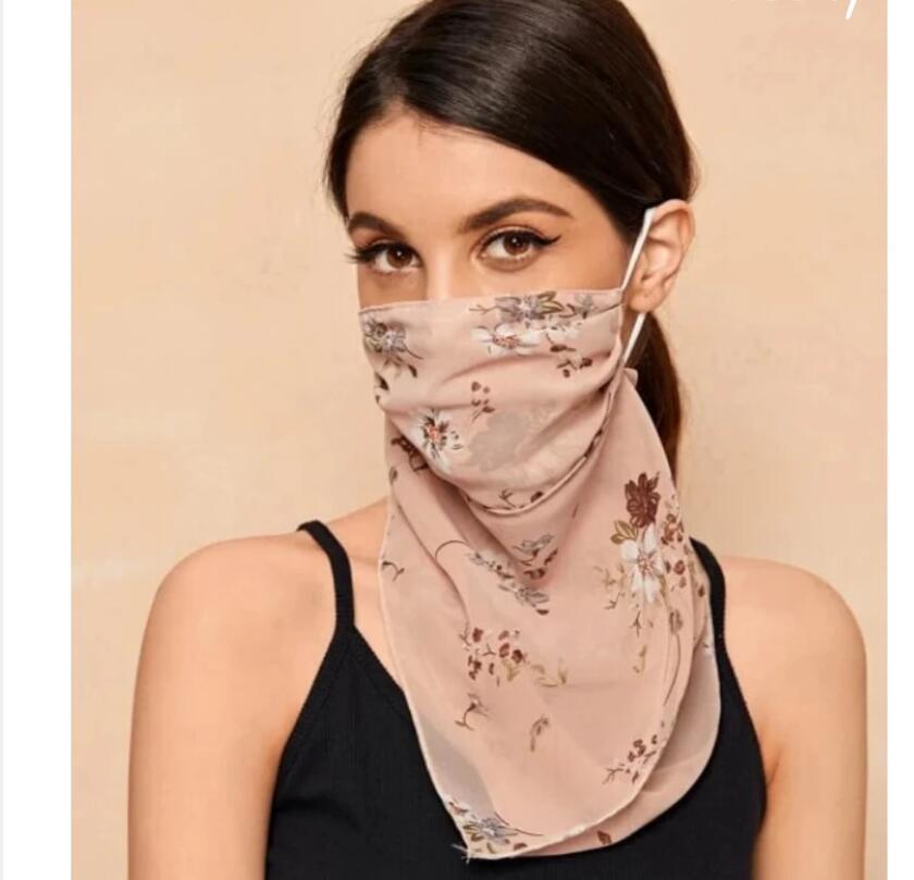 Hanging Ear Thin Face-covering Scarf - Triangle Veil Scarf