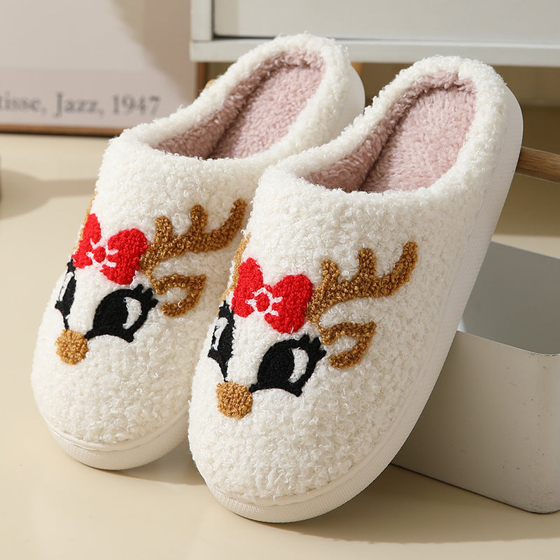 Christmas Home Slippers - Cute Cartoon Santa Claus Cotton Slippers For Women And Men