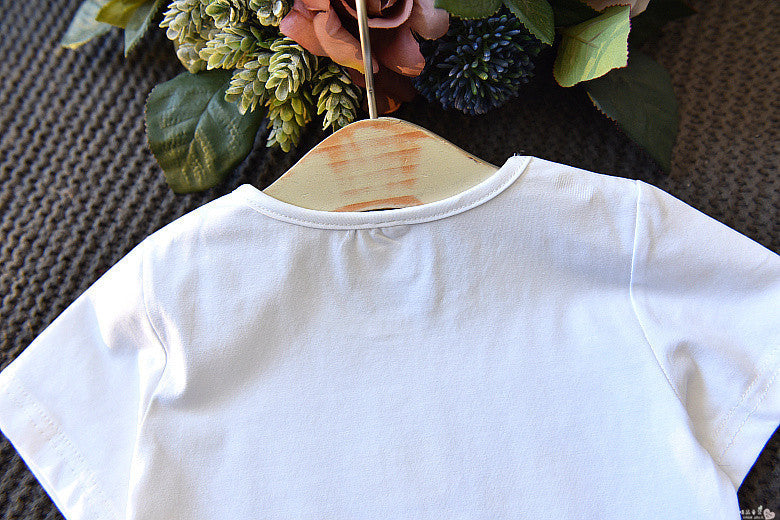 Girls Two-Piece Summer Children's Clothing -  Girls Short-Sleeved T-shirt and Short