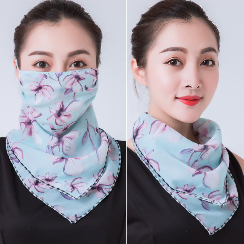 Hanging Ear Thin Face-covering Scarf - Triangle Veil Scarf