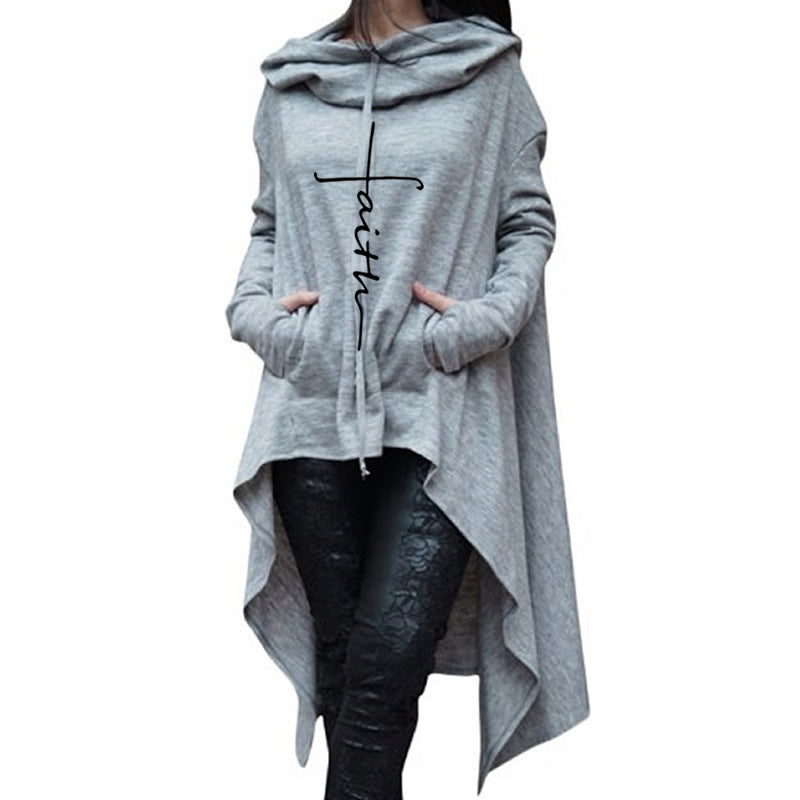 Long Embroidered Cloak Hooded Sweater