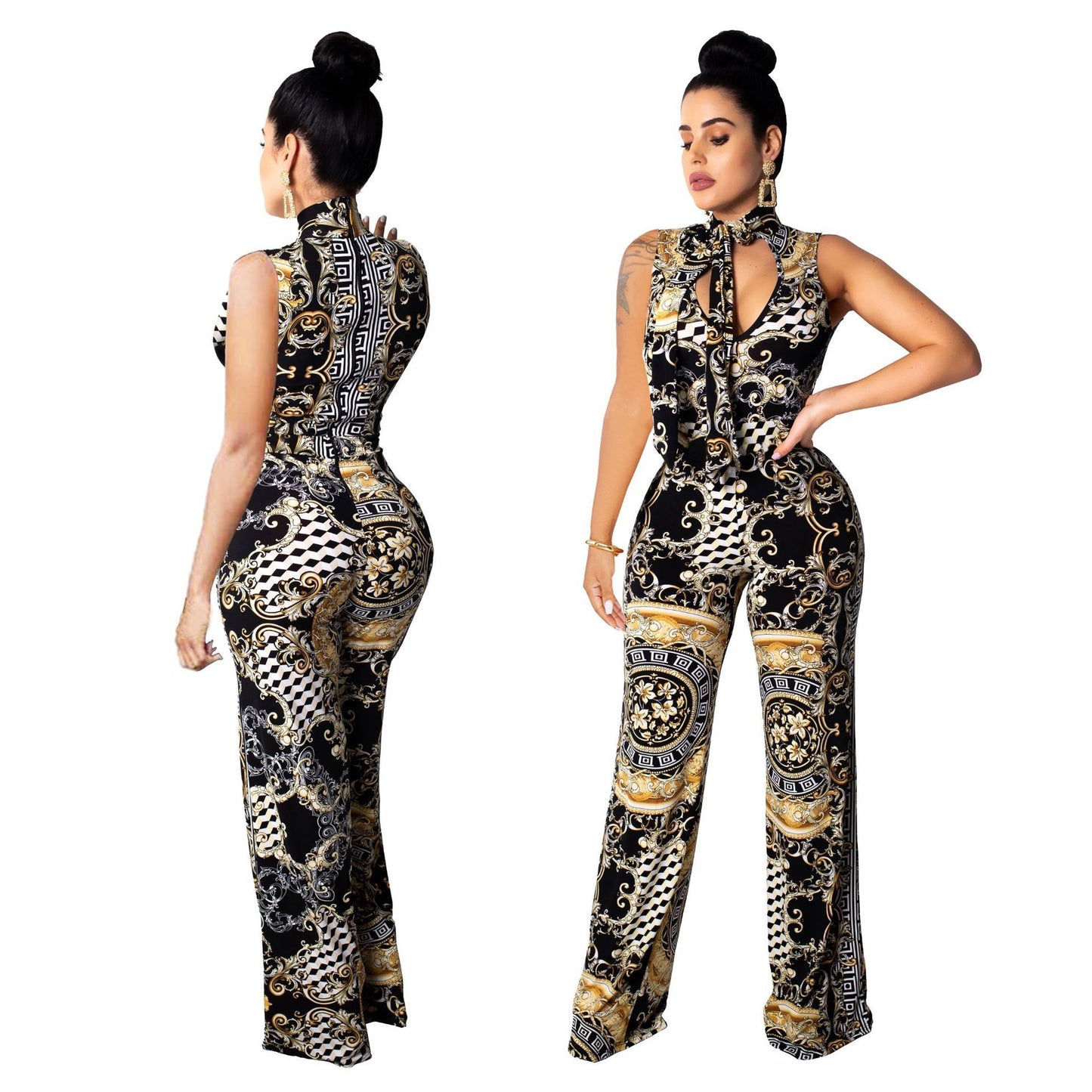 Printed Sleeveless Women's Jumpsuit