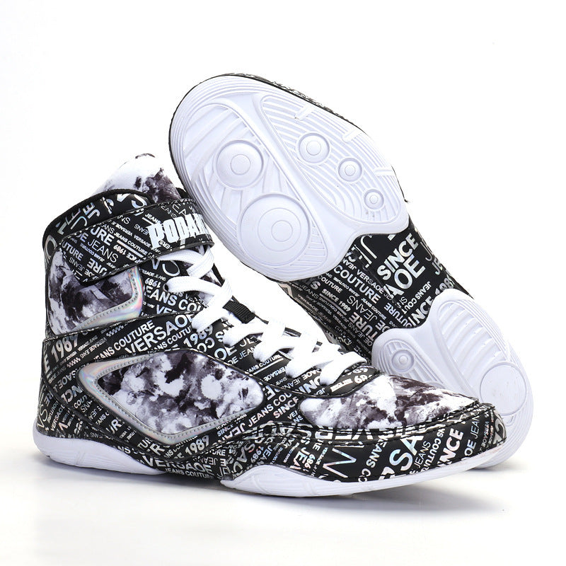 Men's Sneaker High-top Boxing Shoe -- Fashion Graffiti Style Fight Shoes