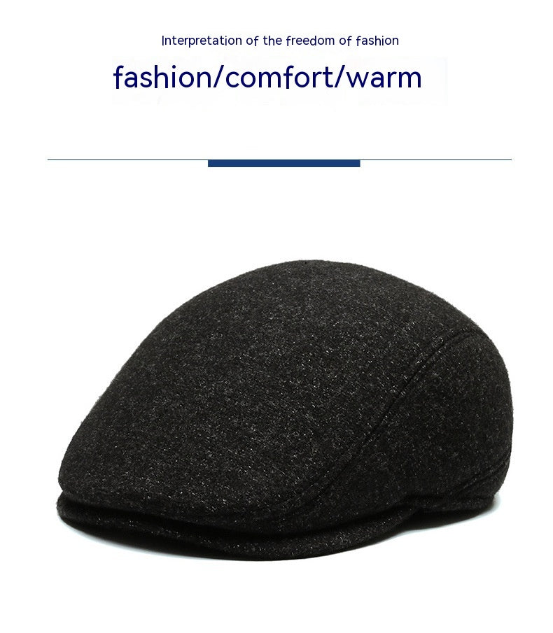 Outdoor Cycling Warm Short Brim Beret  - Middle-aged And Elderly Men Ear Protection Advance Hats