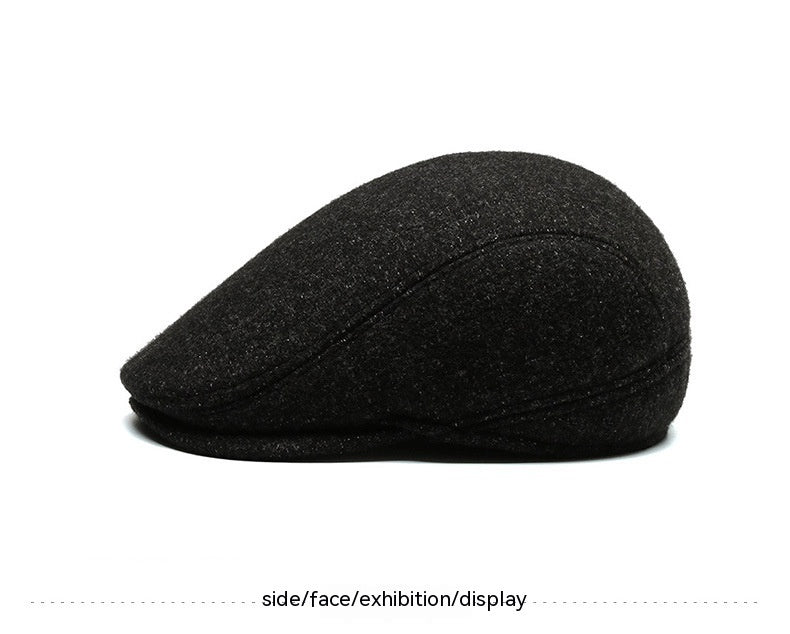 Outdoor Cycling Warm Short Brim Beret  - Middle-aged And Elderly Men Ear Protection Advance Hats