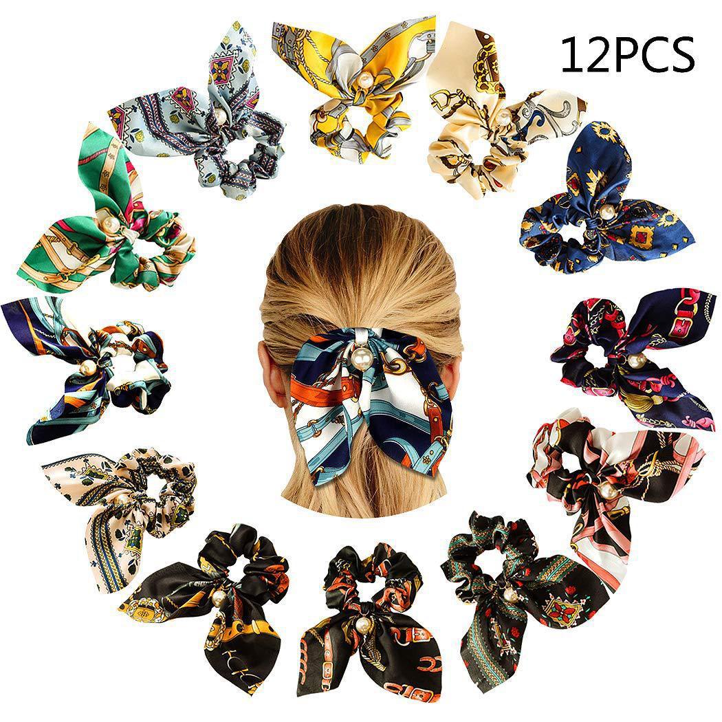 Pearl Pendant Large Intestine Ring Hair Band Women's Hair Knot Knotted Big Bow Hair Rope - JumoShop
