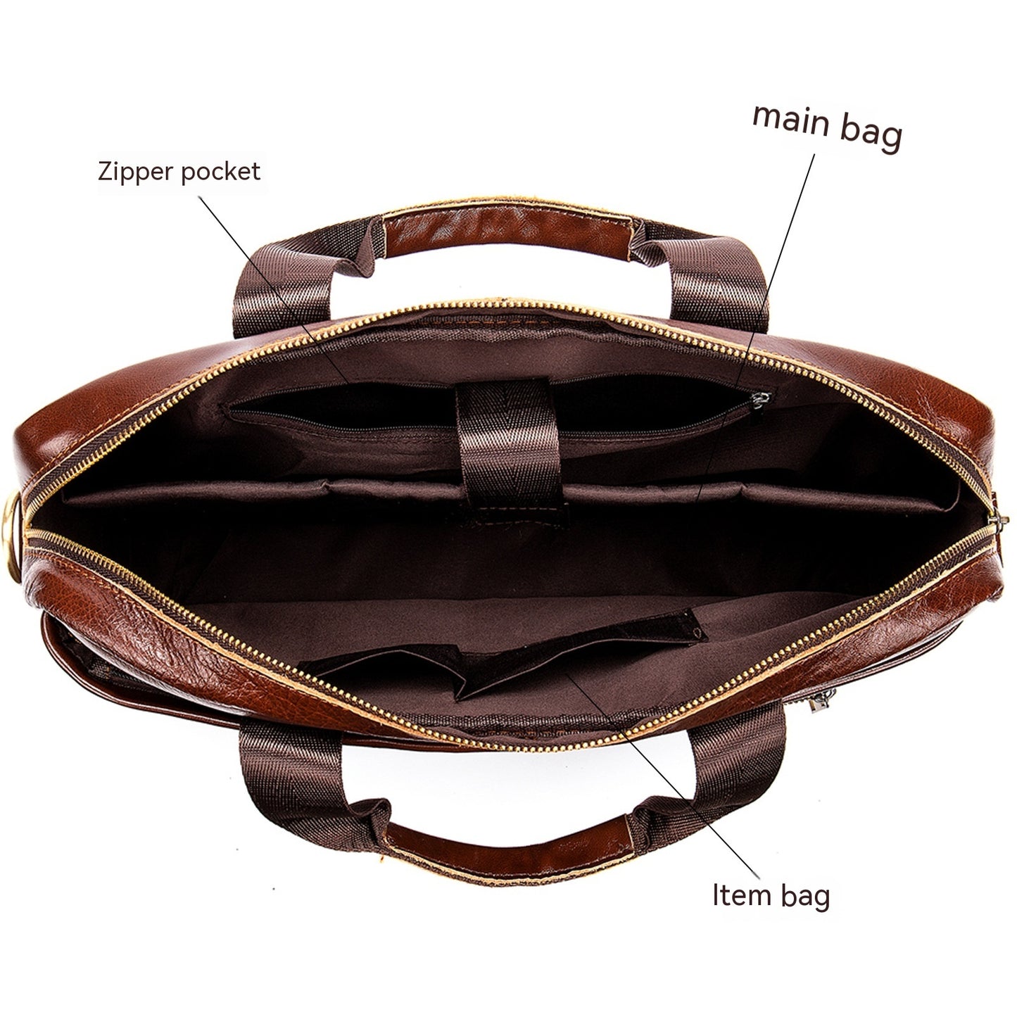 Men's Leather Briefcase - Business Men's Bag First Layer Cowhide Portable