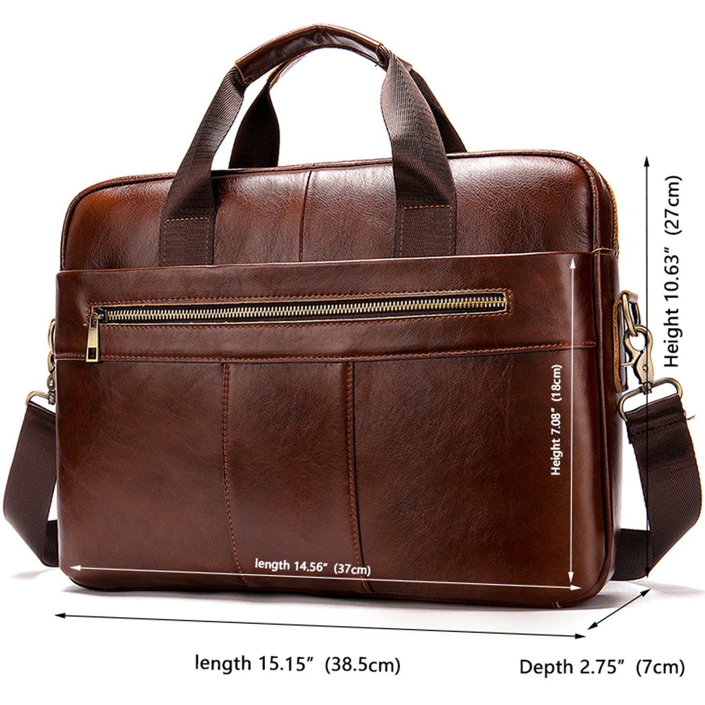 Men's Leather Briefcase - Business Men's Bag First Layer Cowhide Portable
