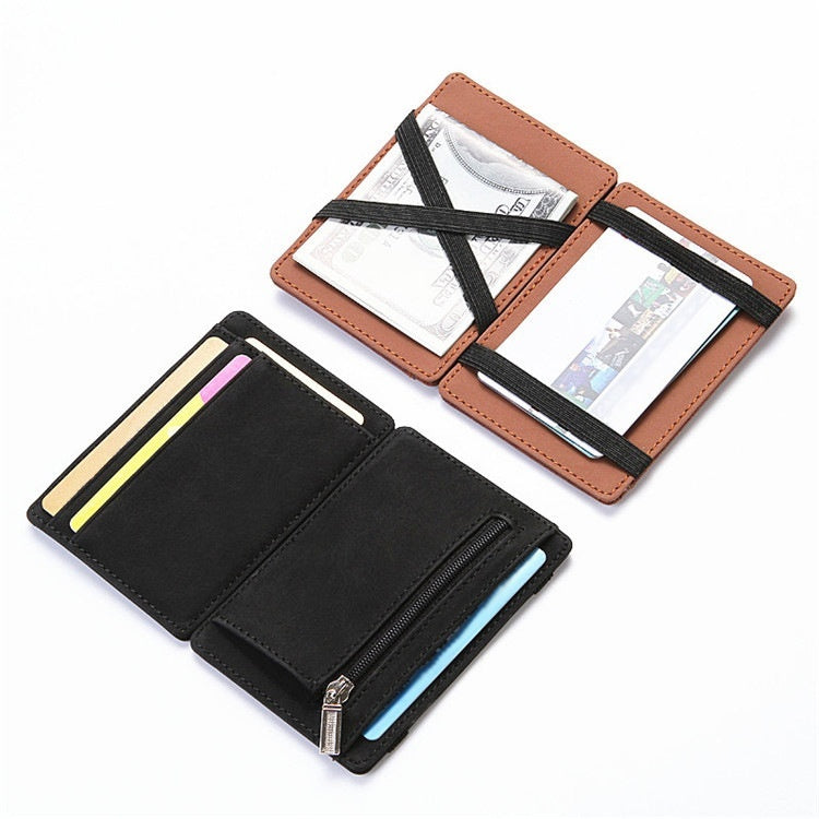 Creative Magic Wallet Flip Card Holder - Men's Lady's Wallet Zipper Coin Purse Short