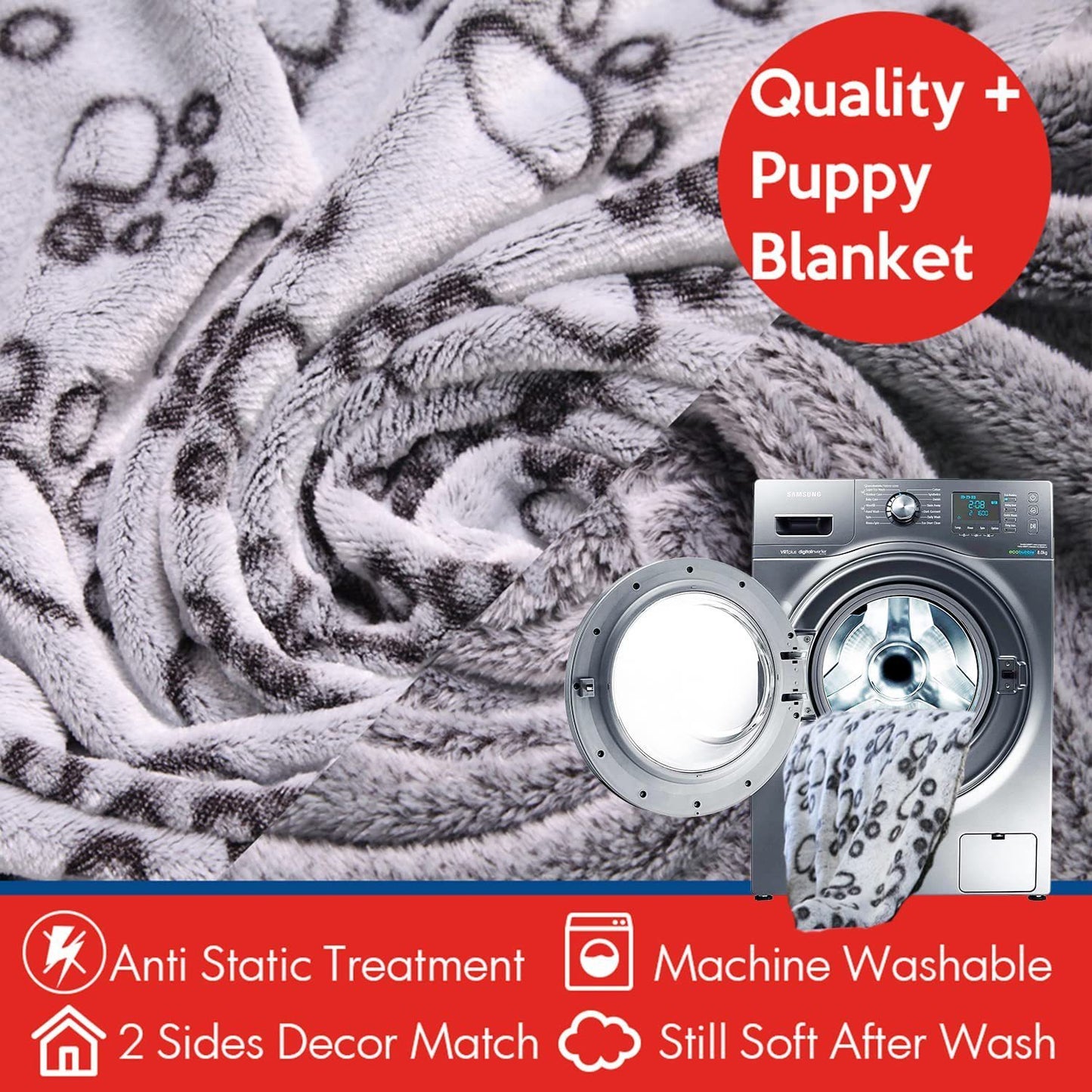 Pet Blanket Flannel Cut Flower Footprints