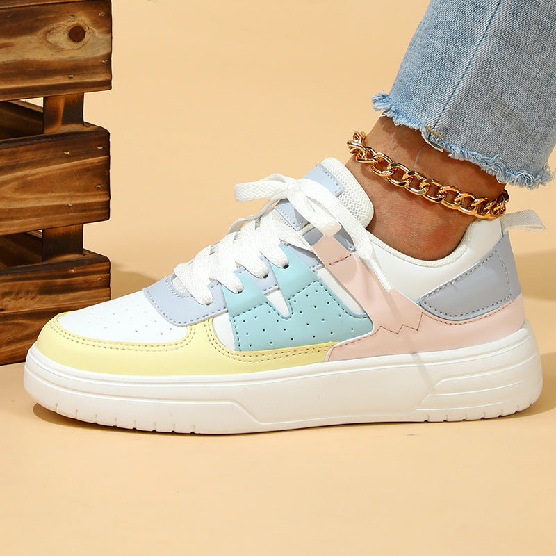 Trendy Fashion Platform Sneakers - Soft Bottom Comfortable Lace-up Outdoor Casual Flat Shoes