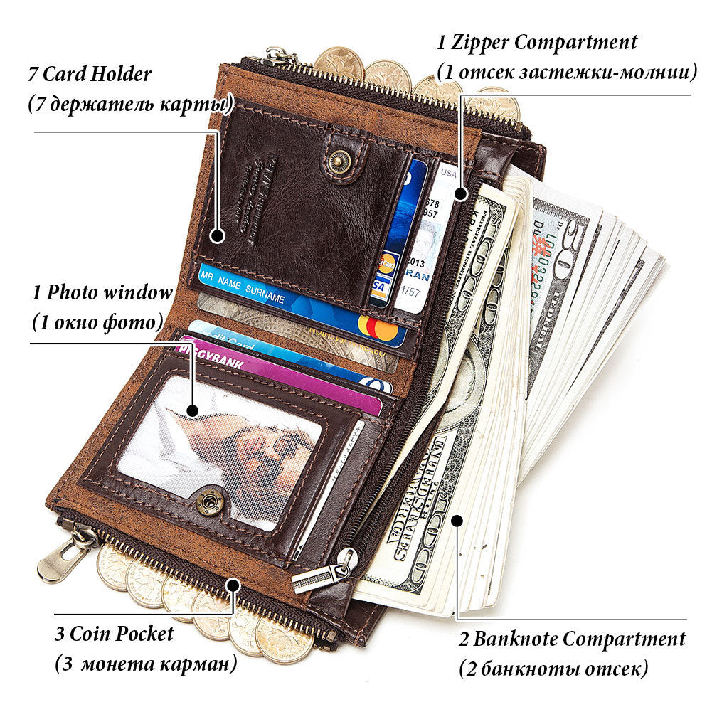 Men's Wallet - Anti-theft Swiping, Leather Wallet Multifunctional