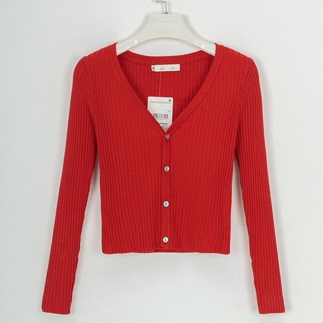 Crop Button Down Sweater Top - Women Cardigan Slim Sweaters