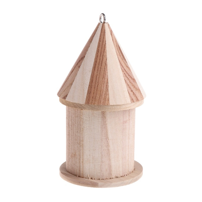 Rustic Handcrafted Wooden Outdoor Bird Nest – Pine Carved Hanging Birdhouse