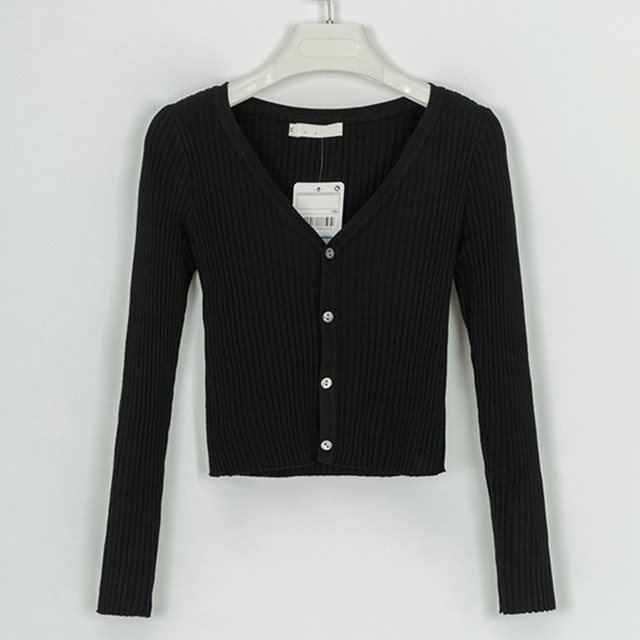 Crop Button Down Sweater Top - Women Cardigan Slim Sweaters