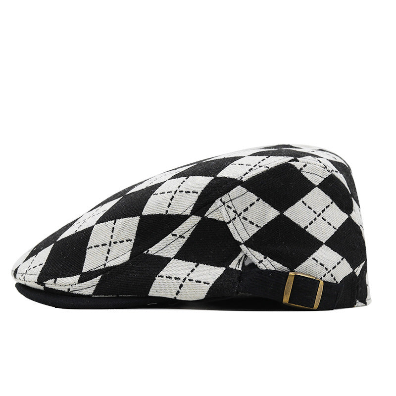 Retro Plaid Short Brim Advance Hats - British Casual Painter Hat
