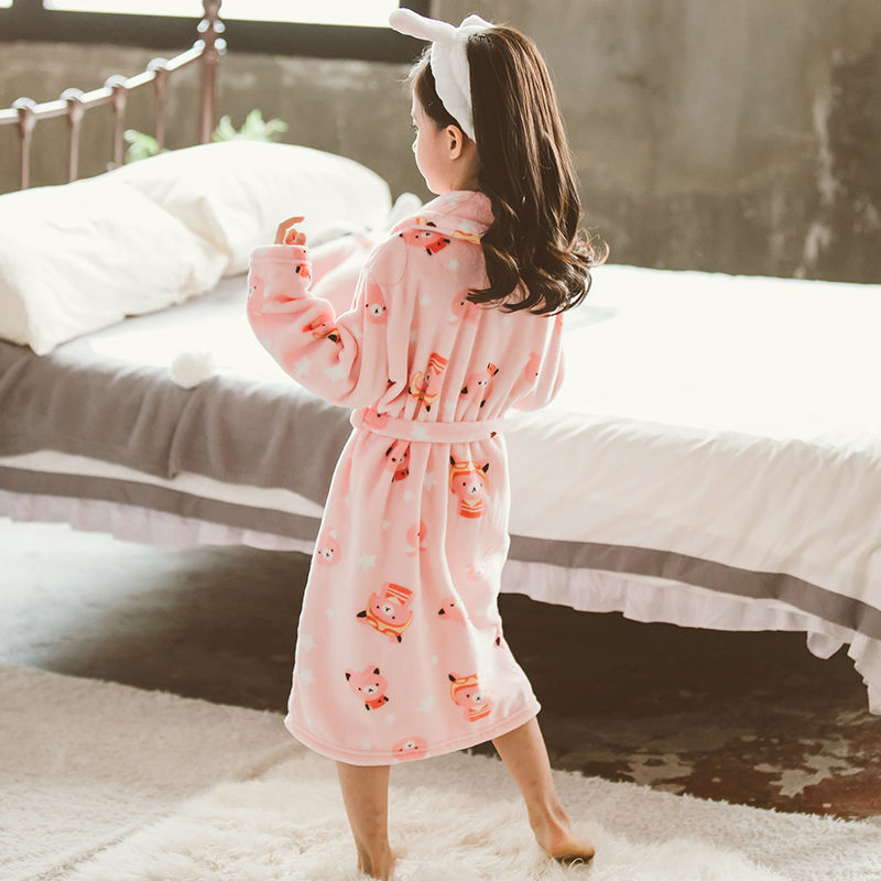 Children's Nightgown Thickened Flannel Girls Bathrobe