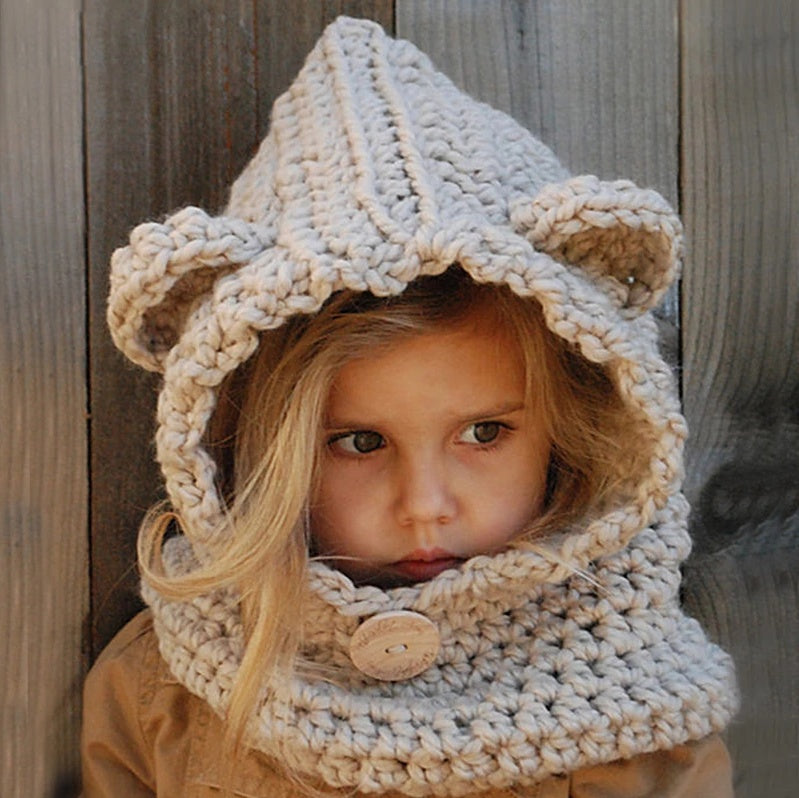Handmade Kids Winter Hats - Wrap Bear Scarf Caps
