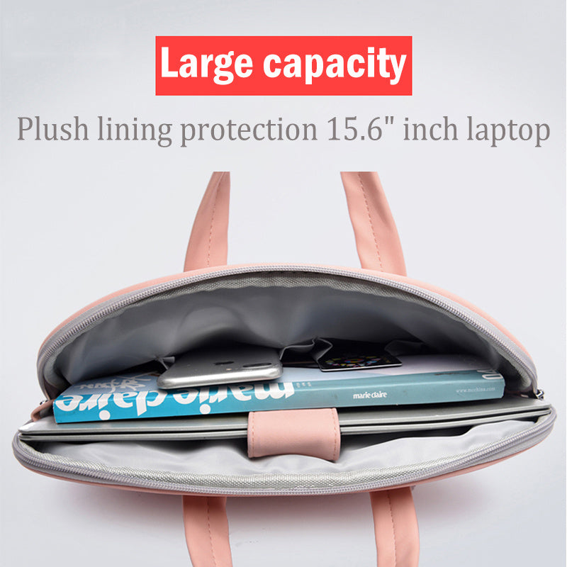 Women's Leather Laptop Bag - Notebook Carrying Case Briefcase For Macbook Air 13.3 14 15.6 Inch,  Men Handbags Shoulder Mouse Bag