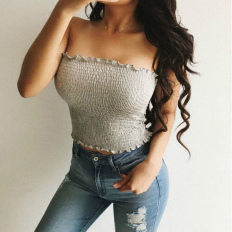 Sexy Summer Shirred Top - Women Sleeveless Crop Tops Backl