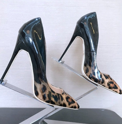 Leopard Sexy Fashion High Heels - Shallow Mouth Pointed Fine with Color Matching