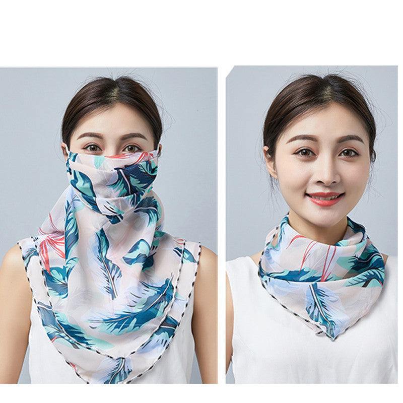 Hanging Ear Thin Face-covering Scarf - Triangle Veil Scarf