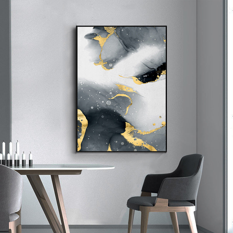 🖤 Black & White Abstract Marble Canvas Wall Art – Luxury Gold Stroke Modern Decor - JumoShop