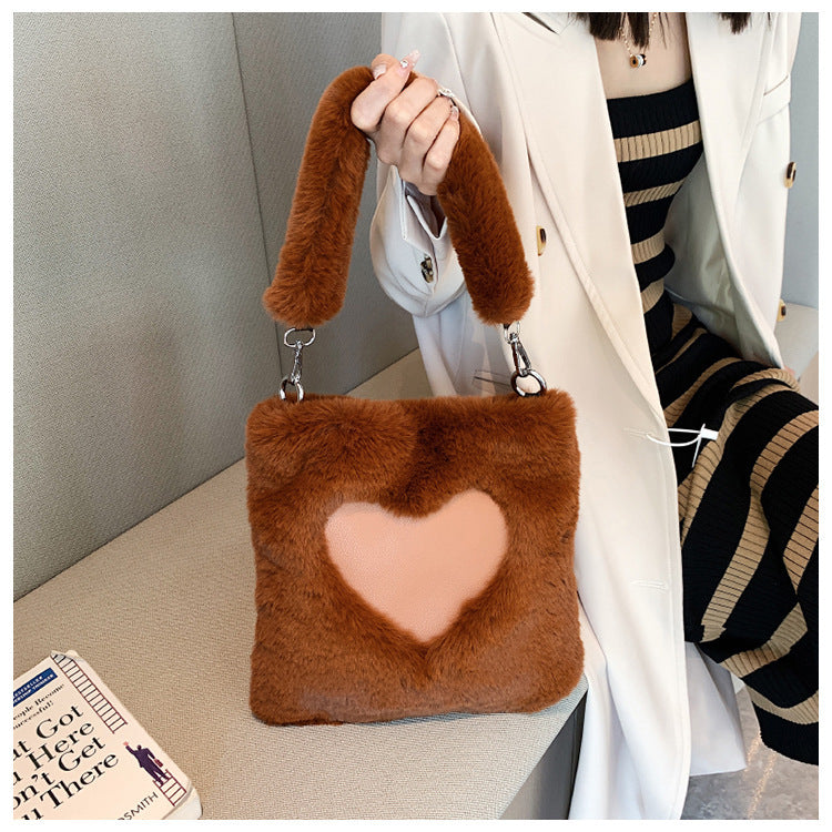 Love Handbags - Winter Plush Shoulder Bags For Women