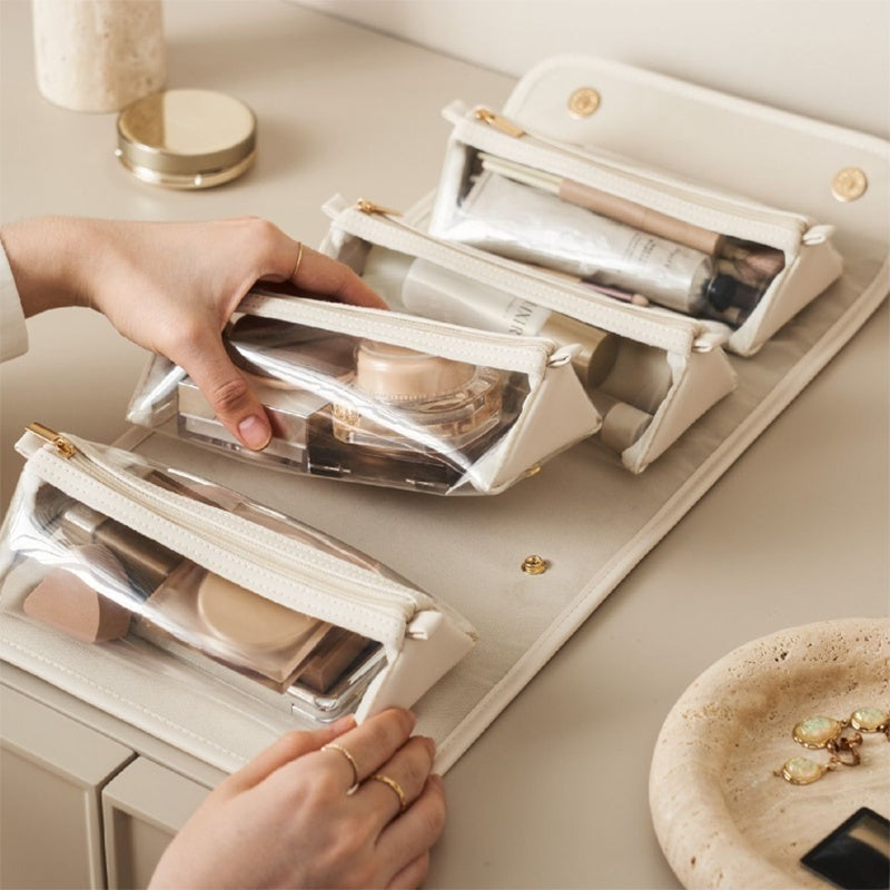 New Folding Cosmetic Bag - Large Capacity Portable Handbag, Waterproof Travel Storage Washing Bag For Women