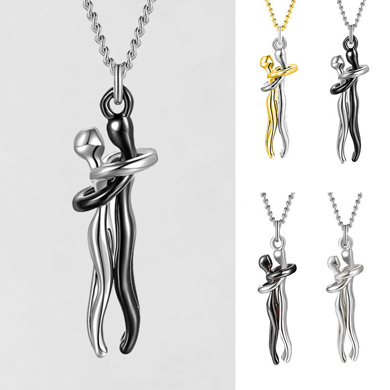 Love Hug Necklace - Unisex Men Women Couple Jewelry Chain Valentines Day Lover Gift