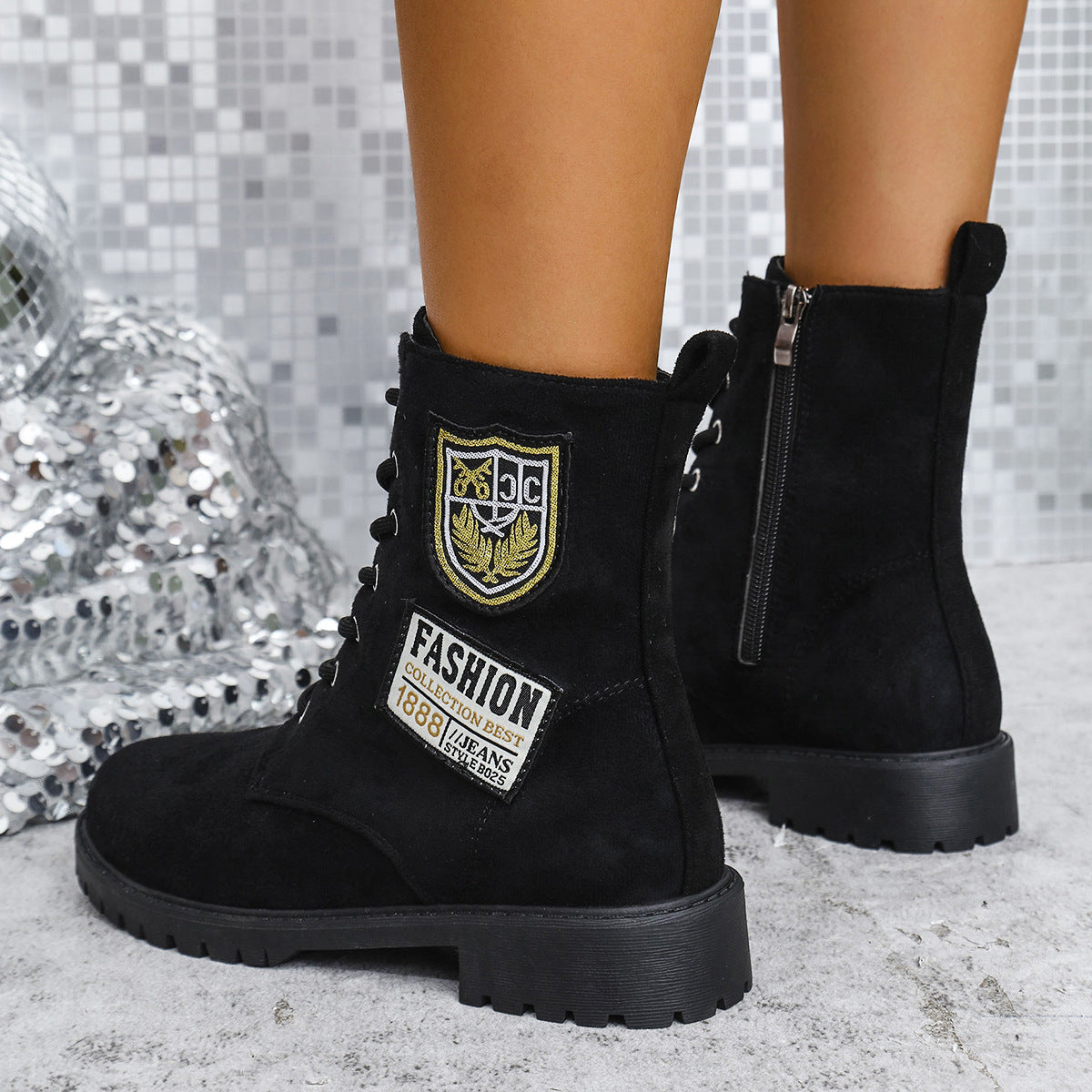 Fashion Lace-up Chunky Heels Winter Boots Winter For Women