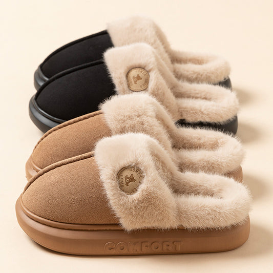 New Plush Slippers For Women - Men Winter Warm Home Slipper Indoor Thick-soled Fleece Shoes