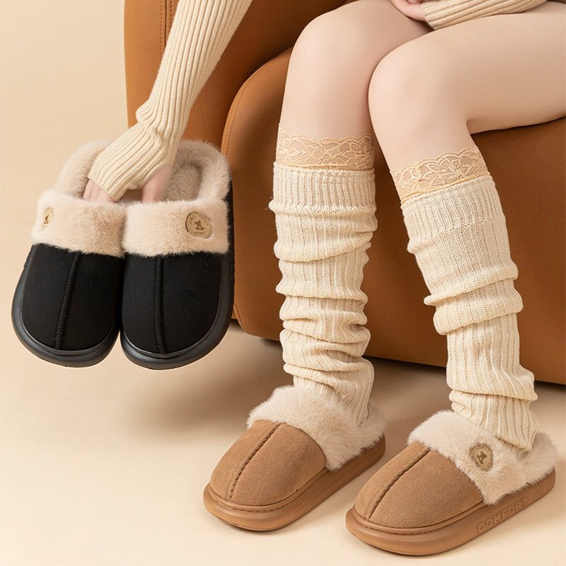 New Plush Slippers For Women - Men Winter Warm Home Slipper Indoor Thick-soled Fleece Shoes