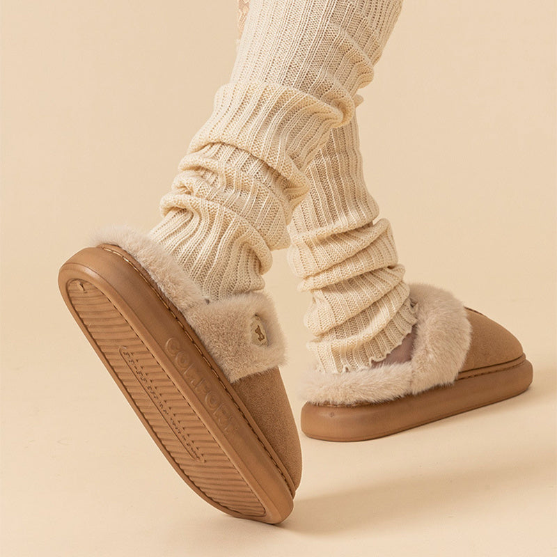 New Plush Slippers For Women - Men Winter Warm Home Slipper Indoor Thick-soled Fleece Shoes