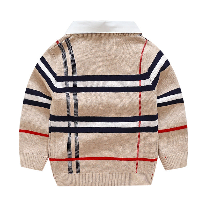 Boys Plaid Jacquard Sweater