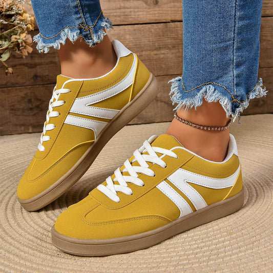 Lace-up Round Toe Flat Shoes -- Fashion Sports Slip On Casual Shoes For Women