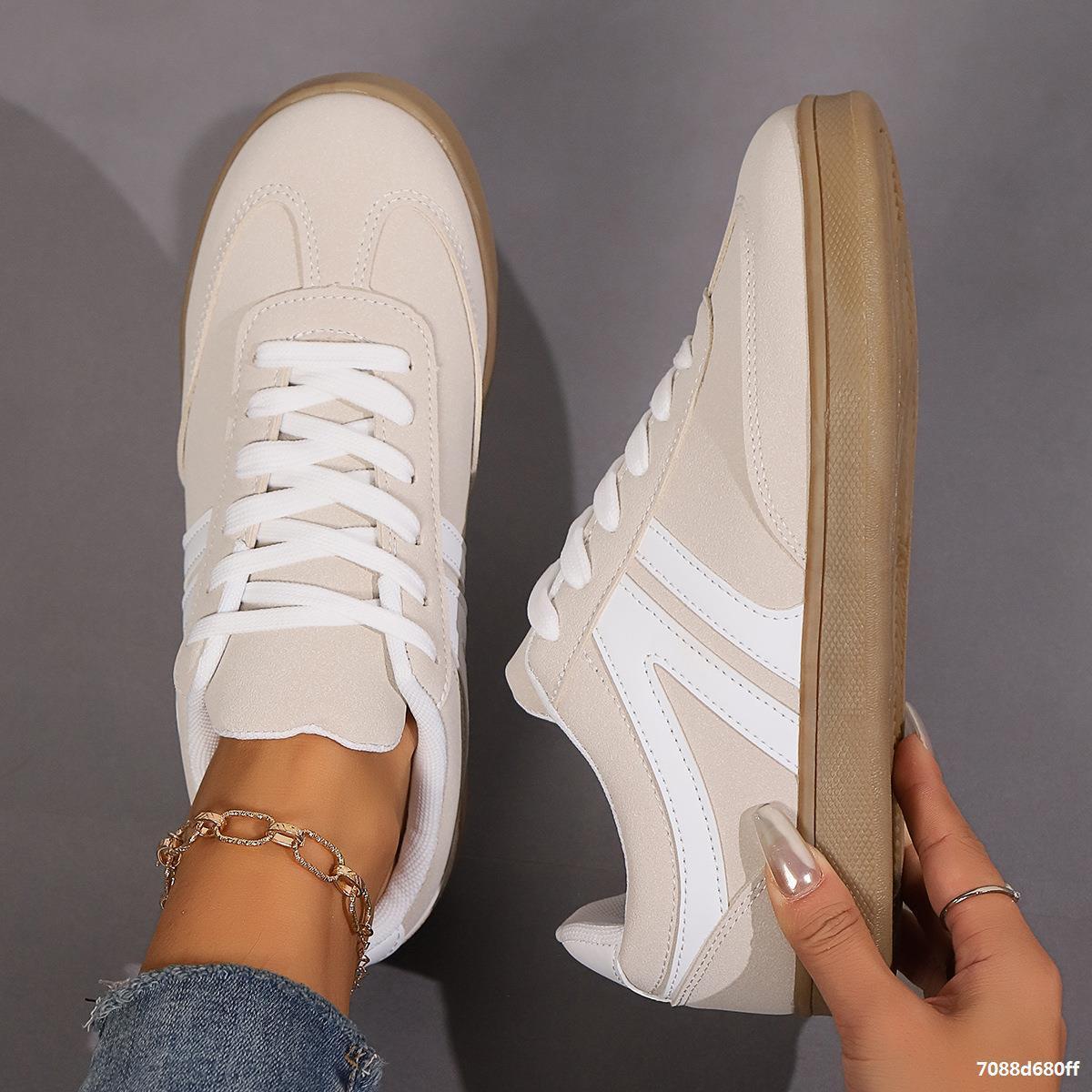 Lace-up Round Toe Flat Shoes -- Fashion Sports Slip On Casual Shoes For Women