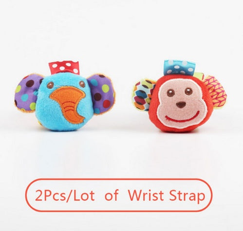 0-12 Months Soft Animal Rattle Baby Wrist Strap & Foot Sock Toy Set – Early Learning Plush Toy