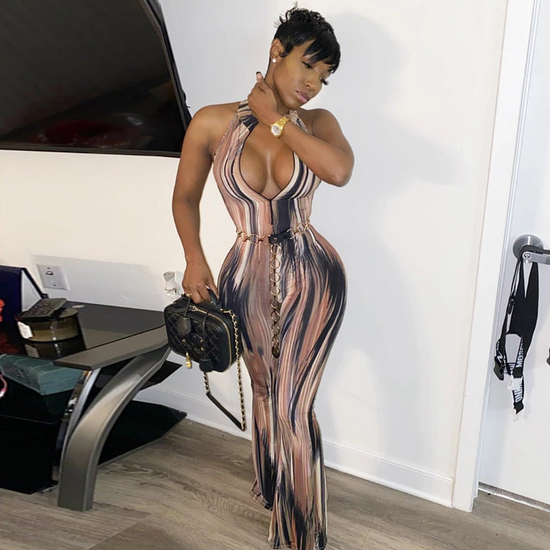 Halter Neck Printed Jumpsuit
