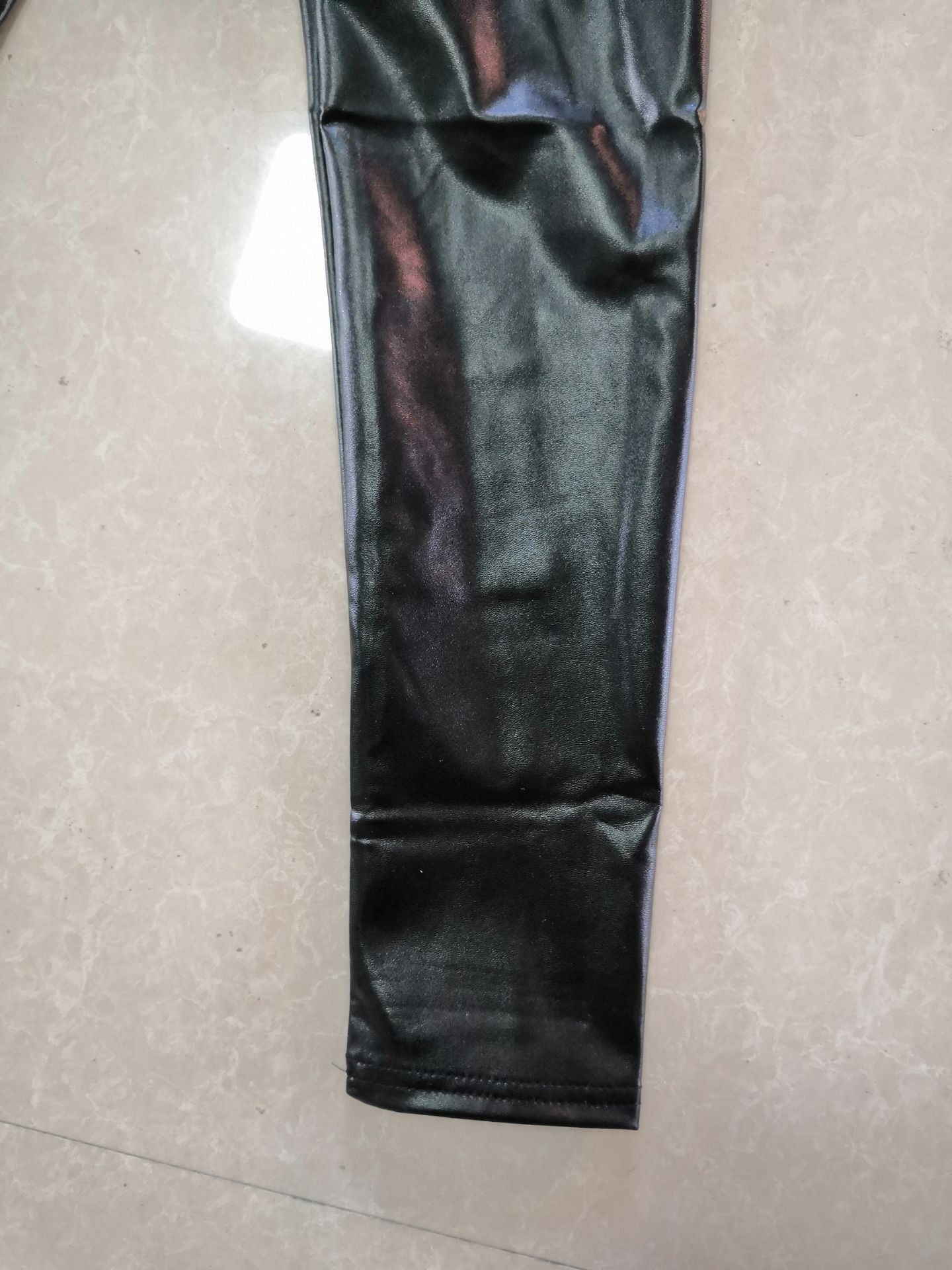 Reflective Leather Elastic High Waist Leggings