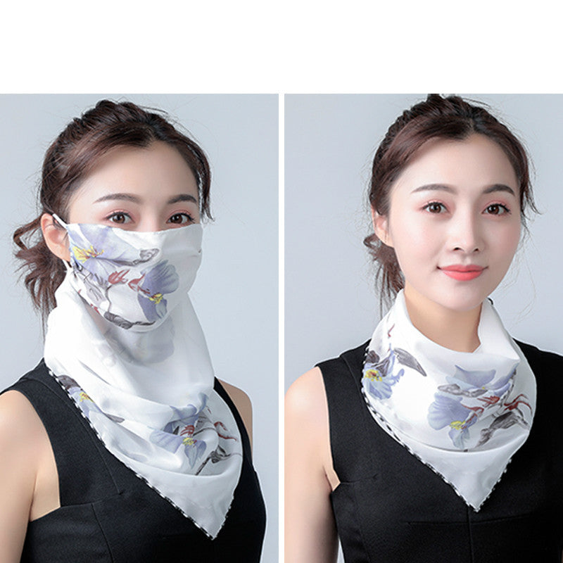Hanging Ear Thin Face-covering Scarf - Triangle Veil Scarf