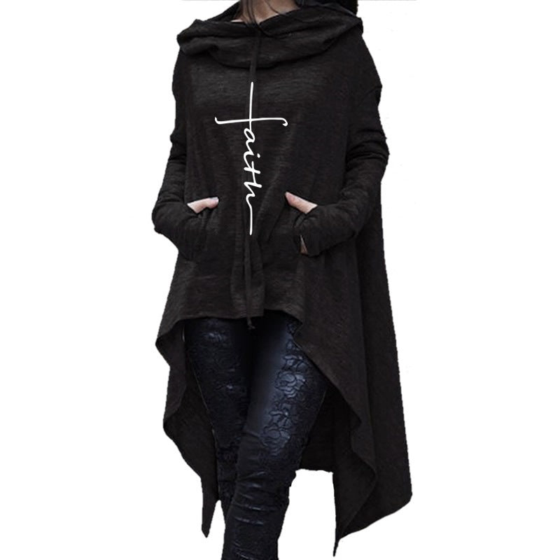 Long Embroidered Cloak Hooded Sweater