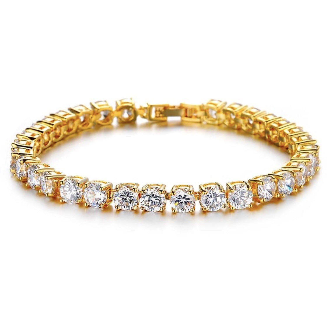 Iced Out Single Row Rhinestones Bracelet - Chain Bling Bracelets Zirconia Bracelets Link Chain Jewelry