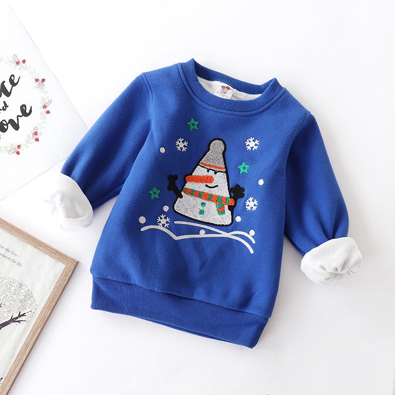 Christmas Snowman Velvet Padded Sweater