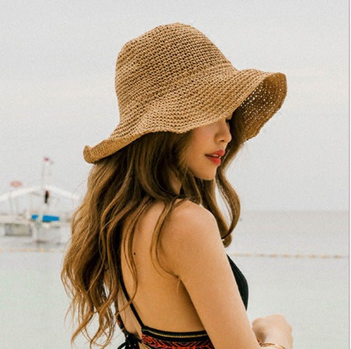 Foldable Summer Straw Hats - Outing Sunscreen Hat for Women with Holiday Cool Hat Beach Hat