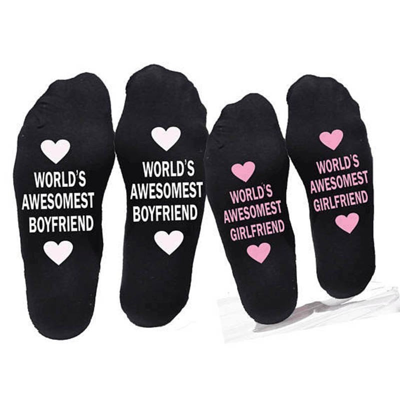 Unisex Cotton Socks - Printing Letter Funny Socks For Boyfriend   Girlfriend Valentine's Day Gift