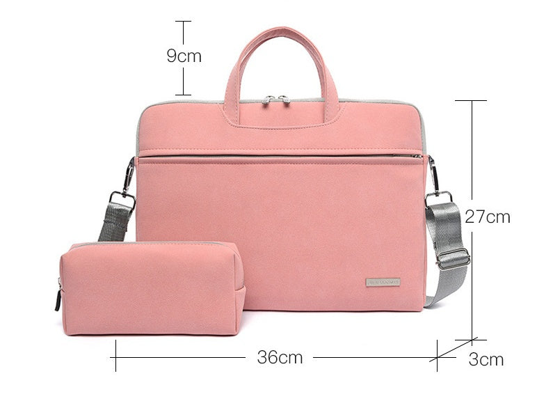 Women's Leather Laptop Bag - Notebook Carrying Case Briefcase For Macbook Air 13.3 14 15.6 Inch,  Men Handbags Shoulder Mouse Bag