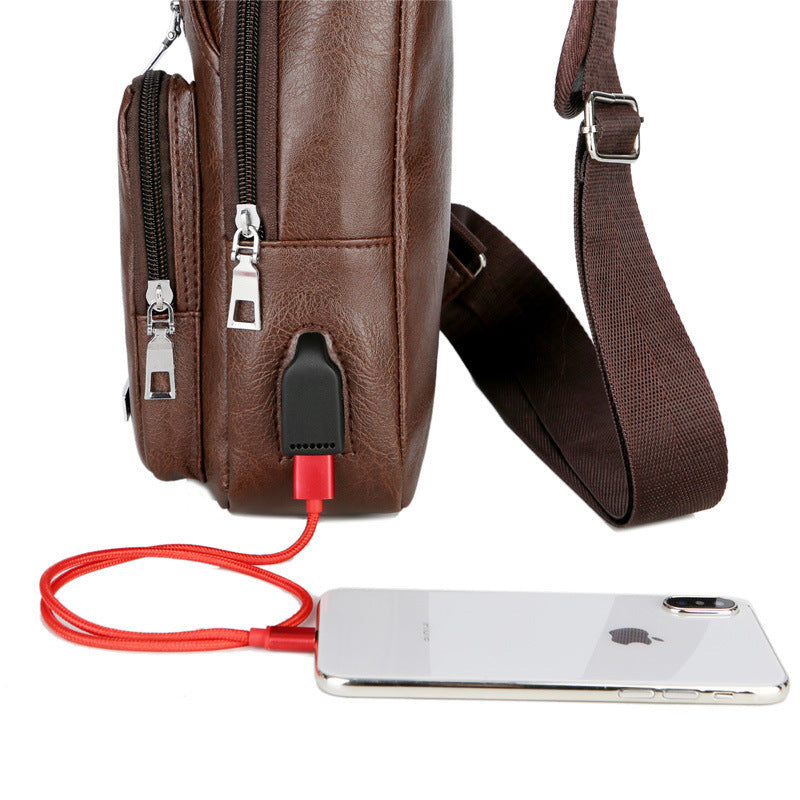 USB Portable Charging Chest Bag - Messenger Bag